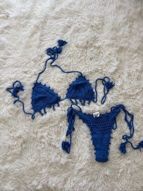 Mars the Label blue knit bikini set size XS